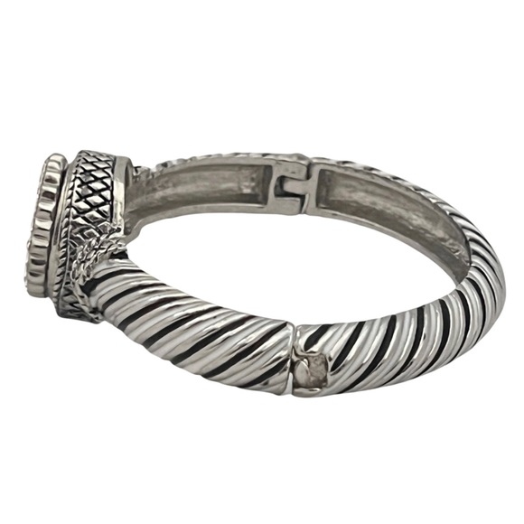 Silver Snap Initial K Crystal Interchangeable Charm Stacking Bracelet - Picture 4 of 9